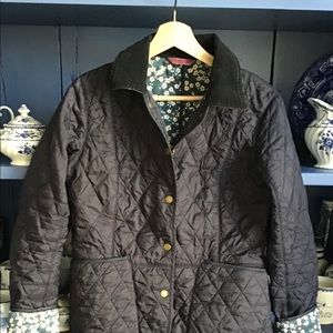 Barbour navy quilt jacket / floral Liberty lining